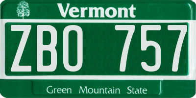 VT license plate ZBO757