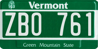 VT license plate ZBO761
