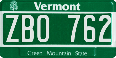 VT license plate ZBO762