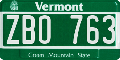 VT license plate ZBO763
