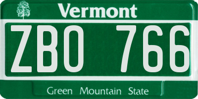 VT license plate ZBO766