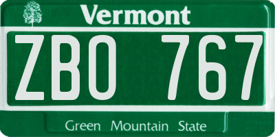 VT license plate ZBO767