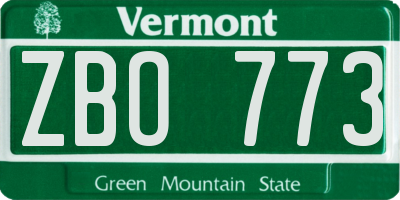 VT license plate ZBO773