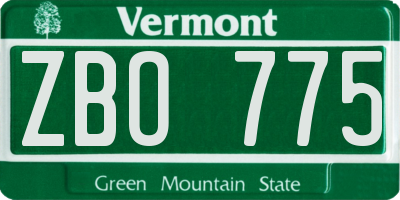 VT license plate ZBO775