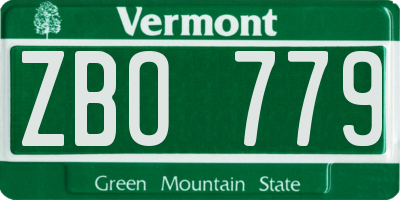 VT license plate ZBO779