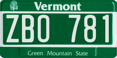 VT license plate ZBO781