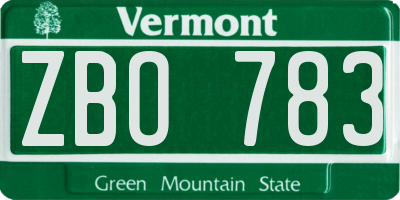 VT license plate ZBO783