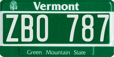 VT license plate ZBO787