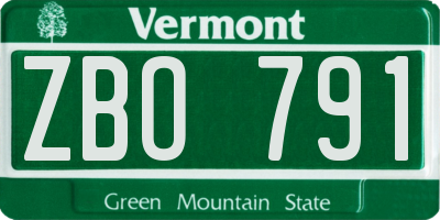 VT license plate ZBO791