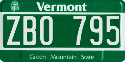 VT license plate ZBO795