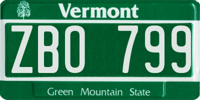 VT license plate ZBO799