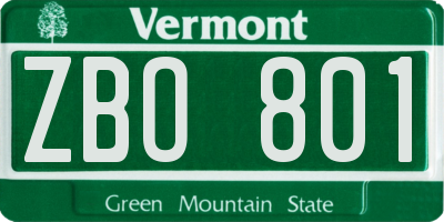 VT license plate ZBO801