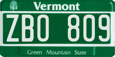 VT license plate ZBO809