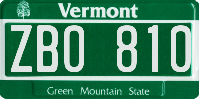 VT license plate ZBO810