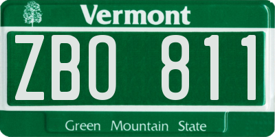 VT license plate ZBO811