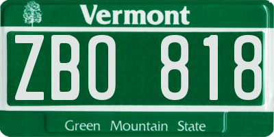 VT license plate ZBO818