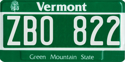 VT license plate ZBO822