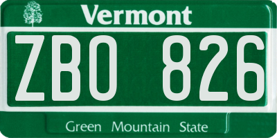 VT license plate ZBO826