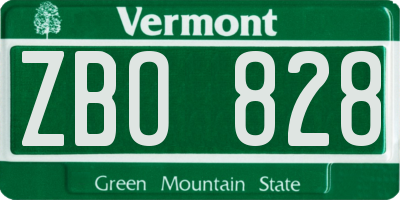 VT license plate ZBO828