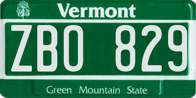 VT license plate ZBO829