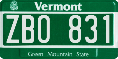 VT license plate ZBO831