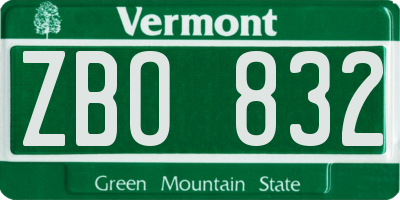 VT license plate ZBO832