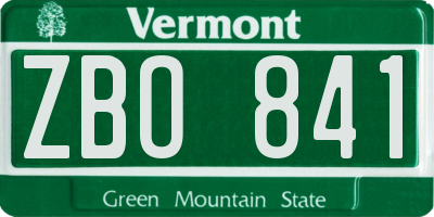 VT license plate ZBO841