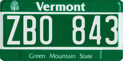 VT license plate ZBO843