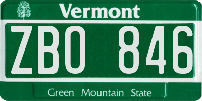 VT license plate ZBO846