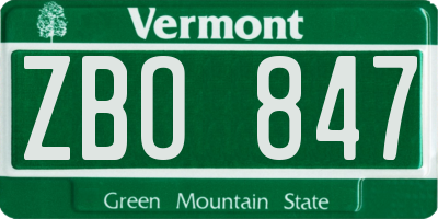 VT license plate ZBO847