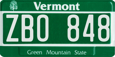 VT license plate ZBO848