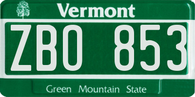 VT license plate ZBO853