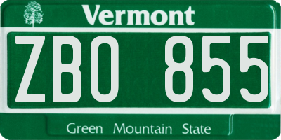 VT license plate ZBO855
