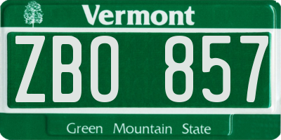 VT license plate ZBO857