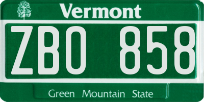 VT license plate ZBO858