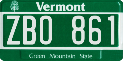 VT license plate ZBO861