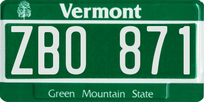 VT license plate ZBO871