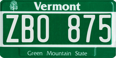 VT license plate ZBO875