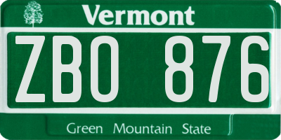 VT license plate ZBO876