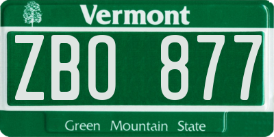 VT license plate ZBO877
