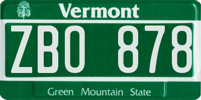 VT license plate ZBO878