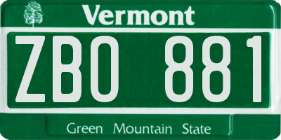VT license plate ZBO881