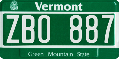 VT license plate ZBO887