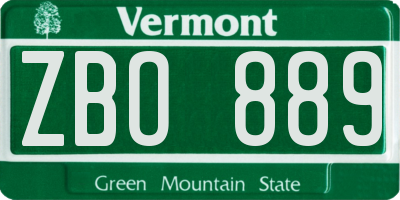 VT license plate ZBO889