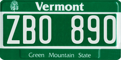 VT license plate ZBO890