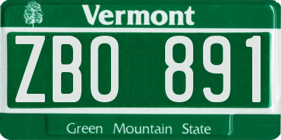 VT license plate ZBO891