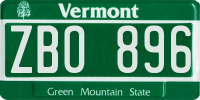 VT license plate ZBO896