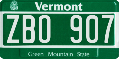 VT license plate ZBO907