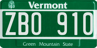 VT license plate ZBO910