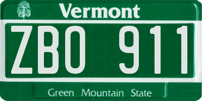 VT license plate ZBO911